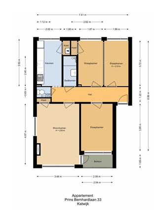 Prins Bernhardlaan 33, 2224 VC Katwijk aan Zee - Plattegrond appartement Prins Bernhardlaan 33, Katwijk OUD_0006-0006.jpg