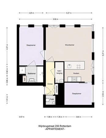 Floorplan - Wijnbrugstraat 206, 3011 XW Rotterdam