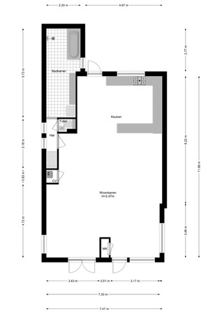 Floorplan - Langevliet 54, 1787 BE Julianadorp