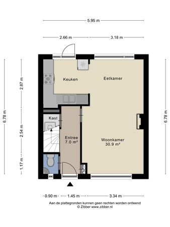 Floorplan - Hobbemastraat 13, 4532 HC Terneuzen