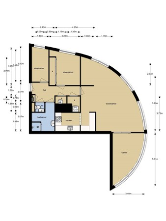 Bloemgracht 210, 1502 WD Zaandam - Plattegrond appartement.jpg