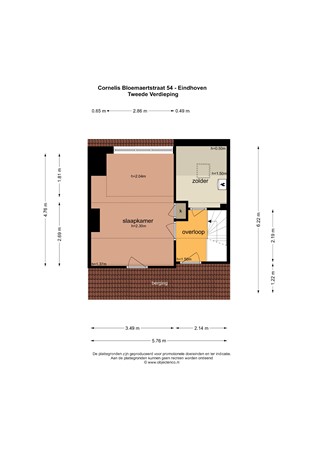 Floorplan - Cornelis Bloemaertstraat 54, 5622 ED Eindhoven