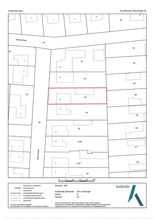 Weverstraat 16, 5694 AN Son en Breugel - Kadastrale kaart Weverstraat 16.jpg