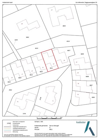 Dagpauwooglaan 23, 5691 NW Son en Breugel - Kadastrale kaart voor brochure.jpg