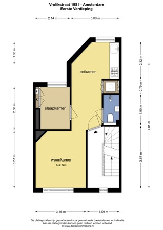 Floorplan - Vrolikstraat 198-1, 1092 TS Amsterdam