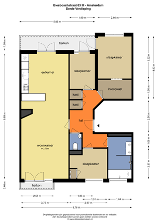 Floorplan - Biesboschstraat 63-3, 1078 MP Amsterdam