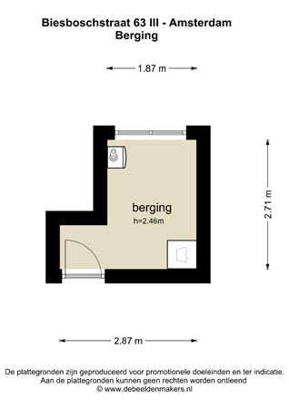 Floorplan - Biesboschstraat 63-3, 1078 MP Amsterdam