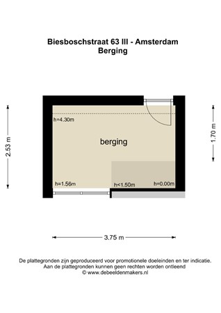 Floorplan - Biesboschstraat 63-3, 1078 MP Amsterdam