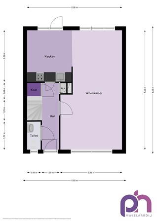 Floorplan - van Oldenbarneveldstraat 13, 3264 VB Nieuw-Beijerland