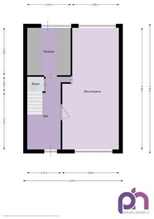 Floorplan - Bernhardstraat 9, 3264 XC Nieuw-Beijerland