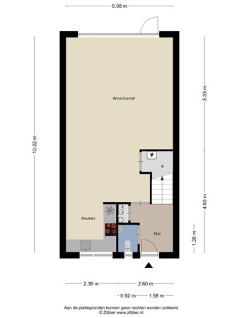 Plattegrond - Hubertuslaan 22, 4871 LG Etten-Leur - 461508_2D_Begane_Grond_Hubertuslaan_22_EttenLeur_01.jpg