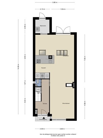 Plattegrond - Azelmastraat 13, 4761 AB Zevenbergen - 448921_2D_Begane_Grond_Azelmastraat_13_Zevenbergen_01.jpg