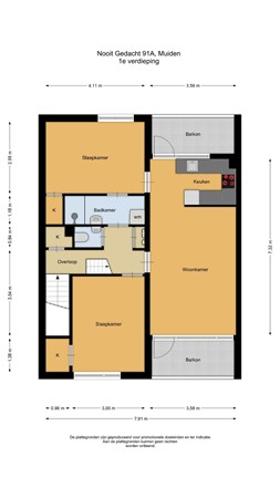 Floorplan - Nooit Gedacht 91A, 1398 EC Muiden