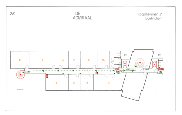 Koopmanslaan 31, 7005 BK Doetinchem - Plattegrond 2B  met kamernummers Koopmanslaan 31.png