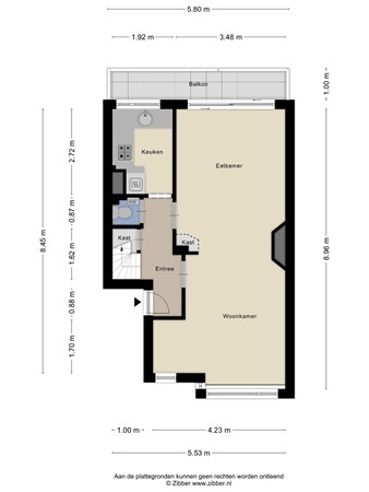 Floorplan - Koeriersterweg 3A, 9727 AA Groningen