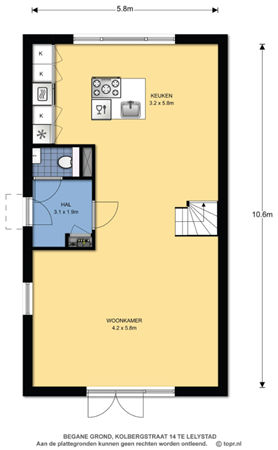 Floorplan - Kolbergstraat 14, 8232 RN Lelystad