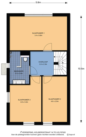 Floorplan - Kolbergstraat 14, 8232 RN Lelystad