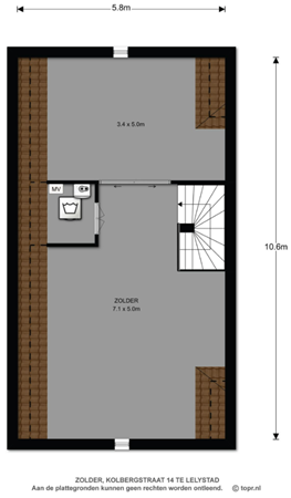 Floorplan - Kolbergstraat 14, 8232 RN Lelystad