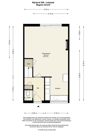 Floorplan - Rijnland 209, 8245 BH Lelystad