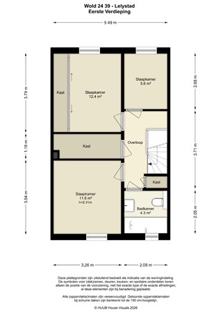 Floorplan - Wold 24 39, 8225 BG Lelystad