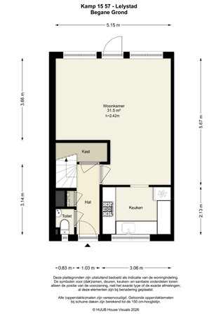 Floorplan - Kamp 15 57, 8225 DG Lelystad