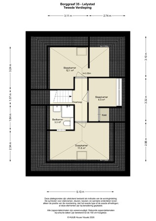 Floorplan - Borggraaf 35, 8226 TG Lelystad