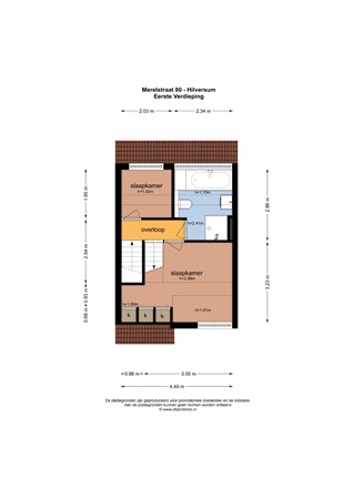 Floorplan - Merelstraat 80, 1223 NV Hilversum