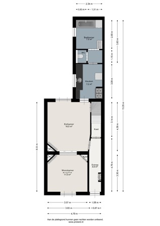 Floorplan - Floralialaan 24B, 1402 NK Bussum