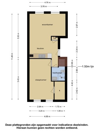 Floorplan - Zwart Janstraat 145B01, 3035 AR Rotterdam