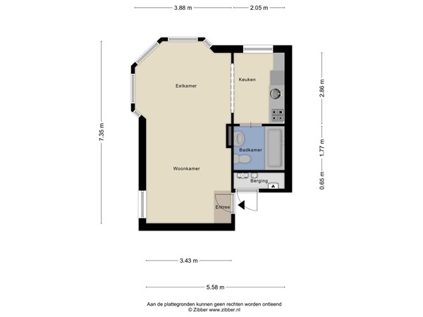 Floorplan - Burgemeester Meineszlaan 99B, 3022 BE Rotterdam