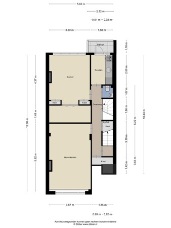 Floorplan - Bergselaan 384D, 3038 CT Rotterdam