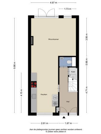 Floorplan - Bilderdijkstraat 28, 3117 PC Schiedam