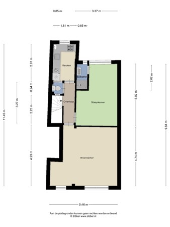 Floorplan - Sint Liduinastraat 96A2, 3117 CW Schiedam