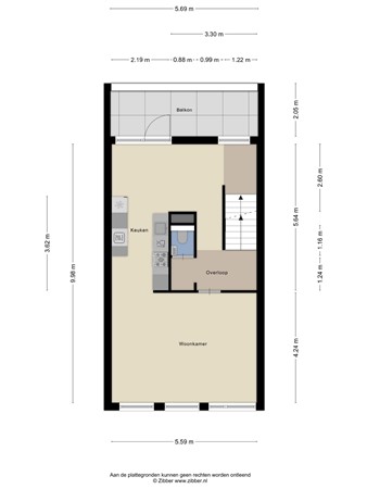 Floorplan - Zinkerstraat 19, 3071 HP Rotterdam