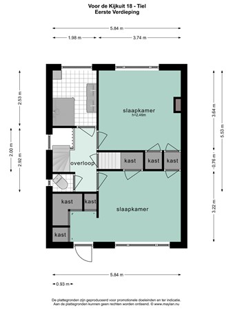 Floorplan - Voor de Kijkuit 18, 4001 HH Tiel