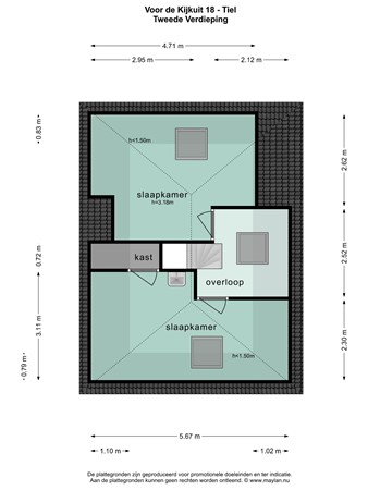Floorplan - Voor de Kijkuit 18, 4001 HH Tiel