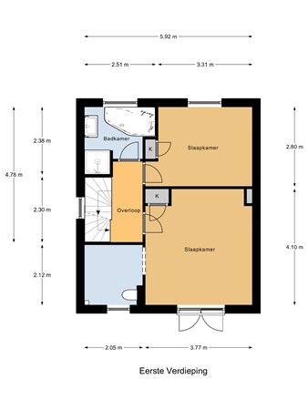 Floorplan - Meester Thorbeckestraat 2, 4001 CT Tiel