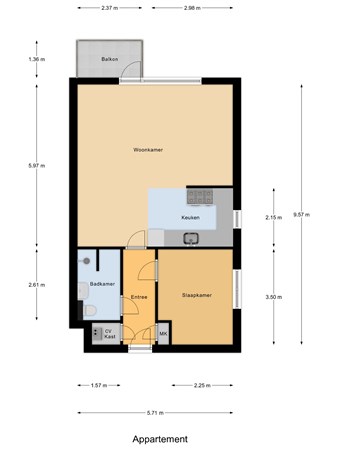 Floorplan - Jacob Cremerstraat 54, 4001 XM Tiel