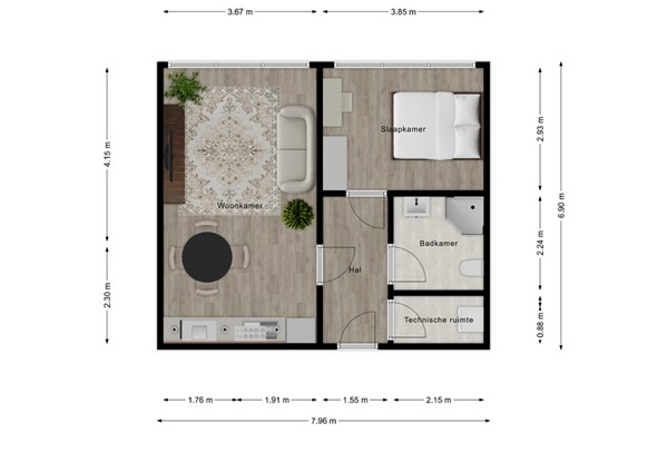 Plattegrond - Cort van der Lindenstraat 1, 2613 WP Delft - plattegrond_studio_hofkerk.jpg