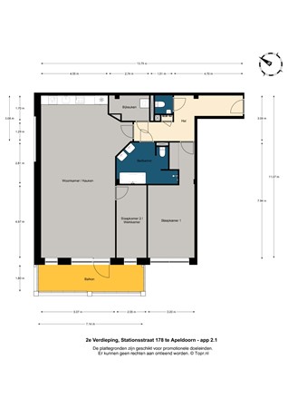 Stationsstraat, 7311 MJ Apeldoorn - plattegrond maat.jpg