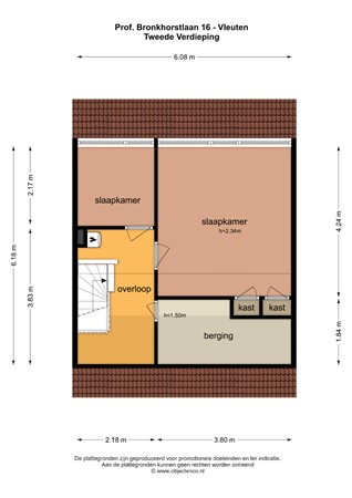 Floorplan - Professor Bronkhorstlaan 16, 3451 ES Vleuten