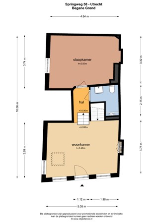 Floorplan - Springweg 58, 3511 VT Utrecht