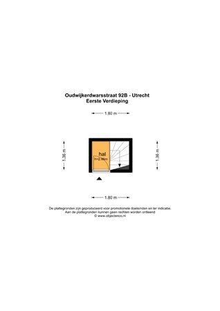 Floorplan - Oudwijkerdwarsstraat 92B, 3581 LH Utrecht