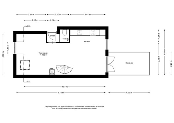 Floorplan - Blauwkapelseweg 93D, 3572 KD Utrecht