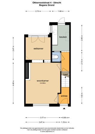 Floorplan - Okkernootstraat 4, 3552 VM Utrecht