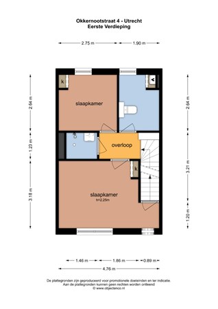 Floorplan - Okkernootstraat 4, 3552 VM Utrecht