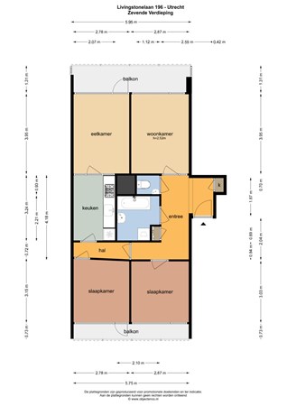 Floorplan - Livingstonelaan 196, 3526 HS Utrecht