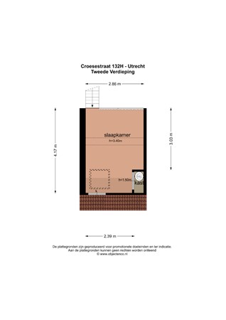 Floorplan - Croesestraat 132H, 3522 AJ Utrecht