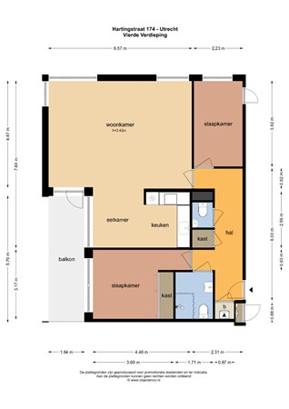 Floorplan - Hartingstraat 174, 3511 HV Utrecht