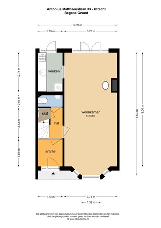 Floorplan - Antonius Matthaeuslaan 33, 3515 AN Utrecht